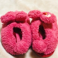 暖かフワフワ ピンクうさぎ ルームシューズ 16〜17cm スリッパ　室内用の画像
