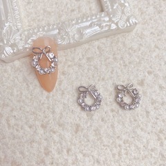 ネイルパーツ 合金 クリスマス リース2個の画像