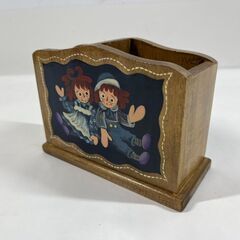 木製 Raggedy Ann&Andy ラガディ アン&アンディ ペン立て ペンケース レトロ 幅15cm×奥行7cm×高さ11cmの画像