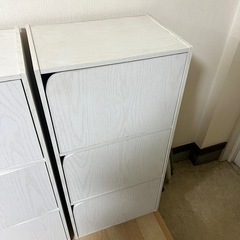 連結できるNカラボ 扉付き 3段(ホワイトウォッシュ)の画像