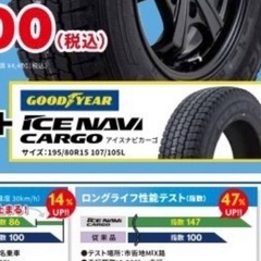 ハイエース200系　
スタッドレスタイヤ　４本セット　LT仕様　15   ジャッキつけますの画像