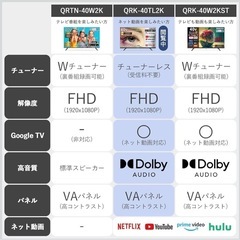 山善40V型（チューナー非搭載）フルハイビジョンスマートテレビの画像