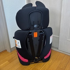 ミニーマウス ジュニアシート 黒/赤 ドット柄の画像