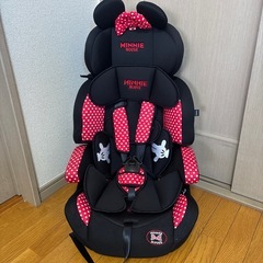 ミニーマウス ジュニアシート 黒/赤 ドット柄の画像