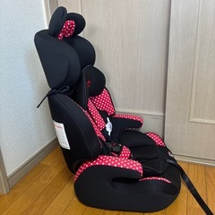 ミニーマウス ジュニアシート 黒/赤 ドット柄の画像