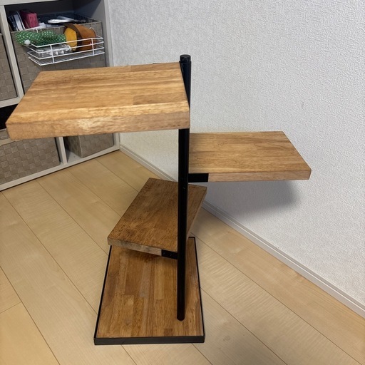 天然木　360度回転シェルフ　