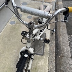 東京引き取り限定【ルイガノ】16インチ　子供用自転車 白　補助手、補助輪付きの画像