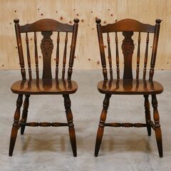 ≪zyt2624ジ≫ [2脚セット] 飛騨産業 ウインザーチェア ② HIDA/オールドキツツキ/ダイニングチェア/ヴィンテージ家具/中古家具/リユースストレージ仙台 071120-02の画像