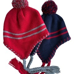 hush hush ニット帽　赤と青２点セットの画像