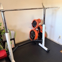 iROTEC 筋トレセット　スクワットスタンド付き　ベンチ付き　プレート140kgセット の画像