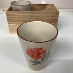 ロ2512-140 片岡鶴太郎　芍薬お好みカップ　二客組　未使用品の画像