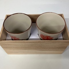 ロ2512-140 片岡鶴太郎　芍薬お好みカップ　二客組　未使用品の画像