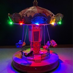 クリスマス 回転メリーゴーランド オルゴール オブジェ 置物　 LEDライト付き  訳アリ：底フタ無しの画像