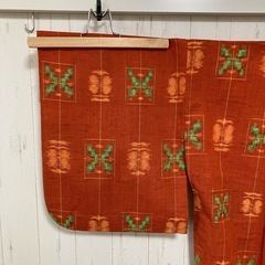 ②【新品未使用】着物 オレンジ レトロ リメイクの画像