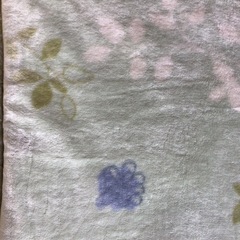 掛け毛布② シングル  200 x140cm 緑色花柄の画像