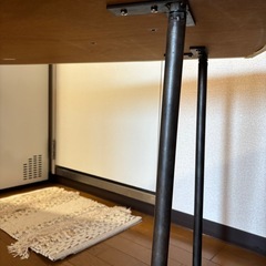 ウォールナットカラー　アイアンテーブル　アンティーク　カフェテーブル　高さ60cm ソファに合う高さ　　　　の画像