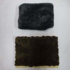 ( E-93 )ネックウォーマー マフラー グレー ブラウン ふわふわ なめらか かわいい おしゃれ フリーサイズ 中古の画像