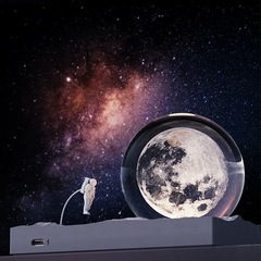 クリスタルボール 銀河 宇宙飛行士 インテリア ライト 3D typeC ガラスの画像