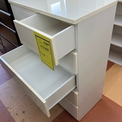 ★ジモティー割引20%★5段チェスト　ニトリ　ELEA3-HC ホワイト　傷汚れあり　現状品《リサイクルショップドリーム次屋店》☆尼崎市若王寺☆の画像