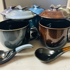 【価格交渉可】コーヒーカップにもなる、オシャレな茶碗蒸し容器 スプーン付き  5客セット 1回使用の画像