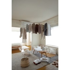 部屋干し・室内干し 首振りピン式物干 kururi（クルリ） KUR11-WSの画像