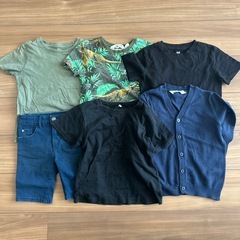 H&M KIDS キッズ　Tシャツ　カーディガン　ハーフパンツ　セット　4-6yの画像