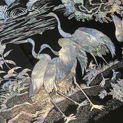 螺鈿細工センターテーブル 座卓テーブル 中国家具 黒漆仕上げ W150×H38×D80cm 札幌 東区 店頭引取歓迎の画像