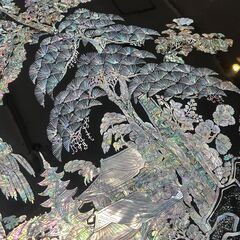 螺鈿細工センターテーブル 座卓テーブル 中国家具 黒漆仕上げ W150×H38×D80cm 札幌 東区 店頭引取歓迎の画像