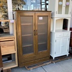 ヴィンテージ　チェッカーガラスキャビネット　昭和レトロ 　の画像
