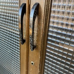 ヴィンテージ　チェッカーガラスキャビネット　昭和レトロ 　の画像