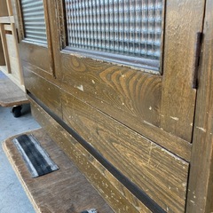 ヴィンテージ　チェッカーガラスキャビネット　昭和レトロ 　の画像