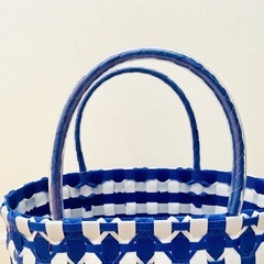 PPバンドバック　プラカゴ　かごバック　エコバック　リボン柄【Ｃ】の画像