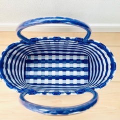 PPバンドバック　プラカゴ　かごバック　エコバック　リボン柄【Ｃ】の画像