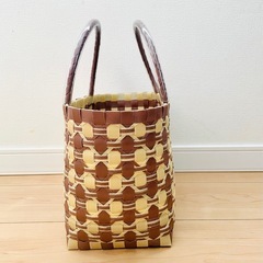 PPバンドバック　プラカゴ　かごバック　エコバック　お花柄【Ｄ】の画像