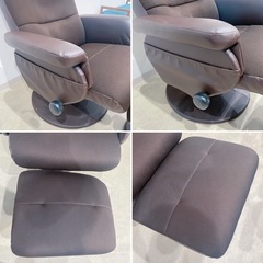 12FG2 NITORI ニトリ パーソナルチェア 椅子 ブラウン オットマン付の画像