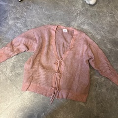 メリージェニー Vネックリボンカーディガン ピンクの画像