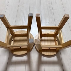 木製 椅子 イス 家具 ラウンドスツール 丸椅子　クリスマス　2つセットの画像