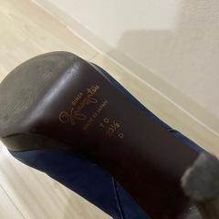 銀座かねまつ／スエードロングブーツネイビー・高ヒール・スリムフィットの画像