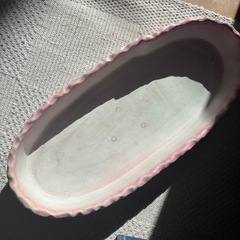 いけばな 花器　楕円形ロング　ピンク縁　生け花　フラワーベース　オブジェの画像