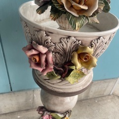 レトロ 陶器 カポディモンテ フランス 陶花 置物 ジャンク 欠けあり　高さ75ｃｍの画像
