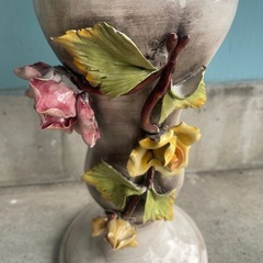 レトロ 陶器 カポディモンテ フランス 陶花 置物 ジャンク 欠けあり　高さ75ｃｍの画像