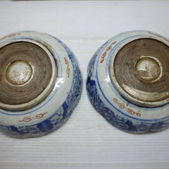 ☆▲大皿　深鉢　陶器　焼物　大鉢　染付　鉢　盛鉢　色絵　器　深皿　骨董　皿　食器　レトロ　lの画像