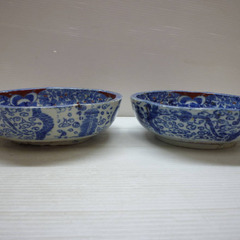 ☆▲大皿　深鉢　陶器　焼物　大鉢　染付　鉢　盛鉢　色絵　器　深皿　骨董　皿　食器　レトロ　lの画像