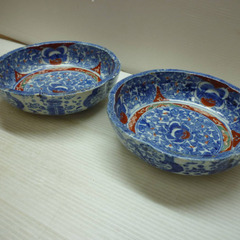 ☆▲大皿　深鉢　陶器　焼物　大鉢　染付　鉢　盛鉢　色絵　器　深皿　骨董　皿　食器　レトロ　lの画像