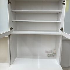 A-753【リユースのサカイ野々市店】ジモティ来店特価‼ 2枚扉食器棚  木製 ホワイト クリーニング済みの画像