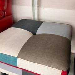 🪩モダンデコ🪩2人掛けソファ🪩パッチワークデザイン🪩カラフル🪩オットマン付き🪩2678の画像