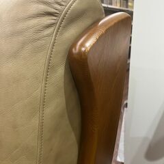 【★引き取り限定】 ナガノインテリア 2人掛け ソファ レザー 革張り 木製 家具 日本製の画像