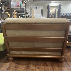 【★引き取り限定】 ナガノインテリア 2人掛け ソファ レザー 革張り 木製 家具 日本製の画像