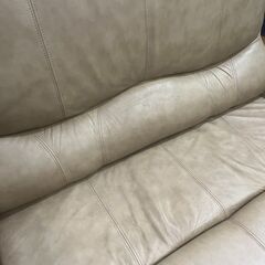 【★引き取り限定】 ナガノインテリア 2人掛け ソファ レザー 革張り 木製 家具 日本製の画像