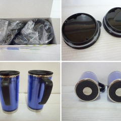 ☆▲TREKE　TR-102　トレック　カラー二重マグカップ　二重構造　ステンレスマグカップ　390ml　ブルー　LEBEN　2個セットの画像